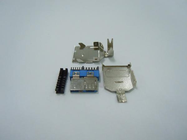 USB 3.0 B Type Plug, Solder Type W/ Clip, 4PCS