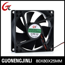 Manufacture selling 12V 8025 dc cooling fan with large air flow for notebook cooler - GNJL8025