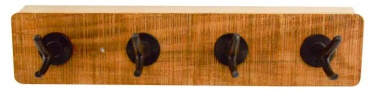 Wooden & Metal wall hooks, 4 hooks, brown backboard