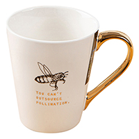 Bee design ceramic mug with gold handle