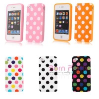 1pc Polka Dot TPU Rubber Skin Case Cover For Apple IPhone 4 4S - 5 Colors